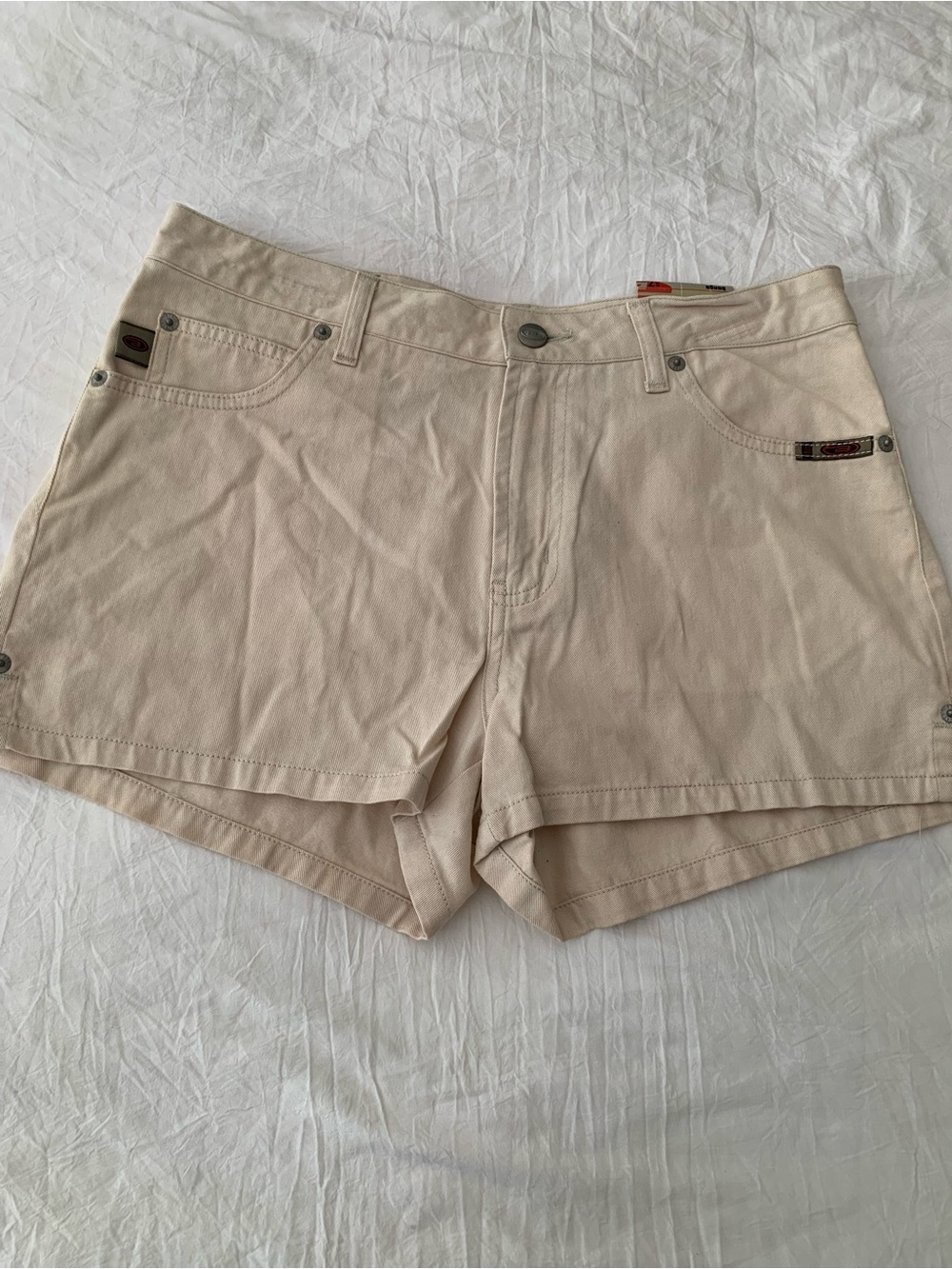 Bongo Vintage High Waisted Khaki Denim Shorts Tan Cotton Junior Size 7 NWT